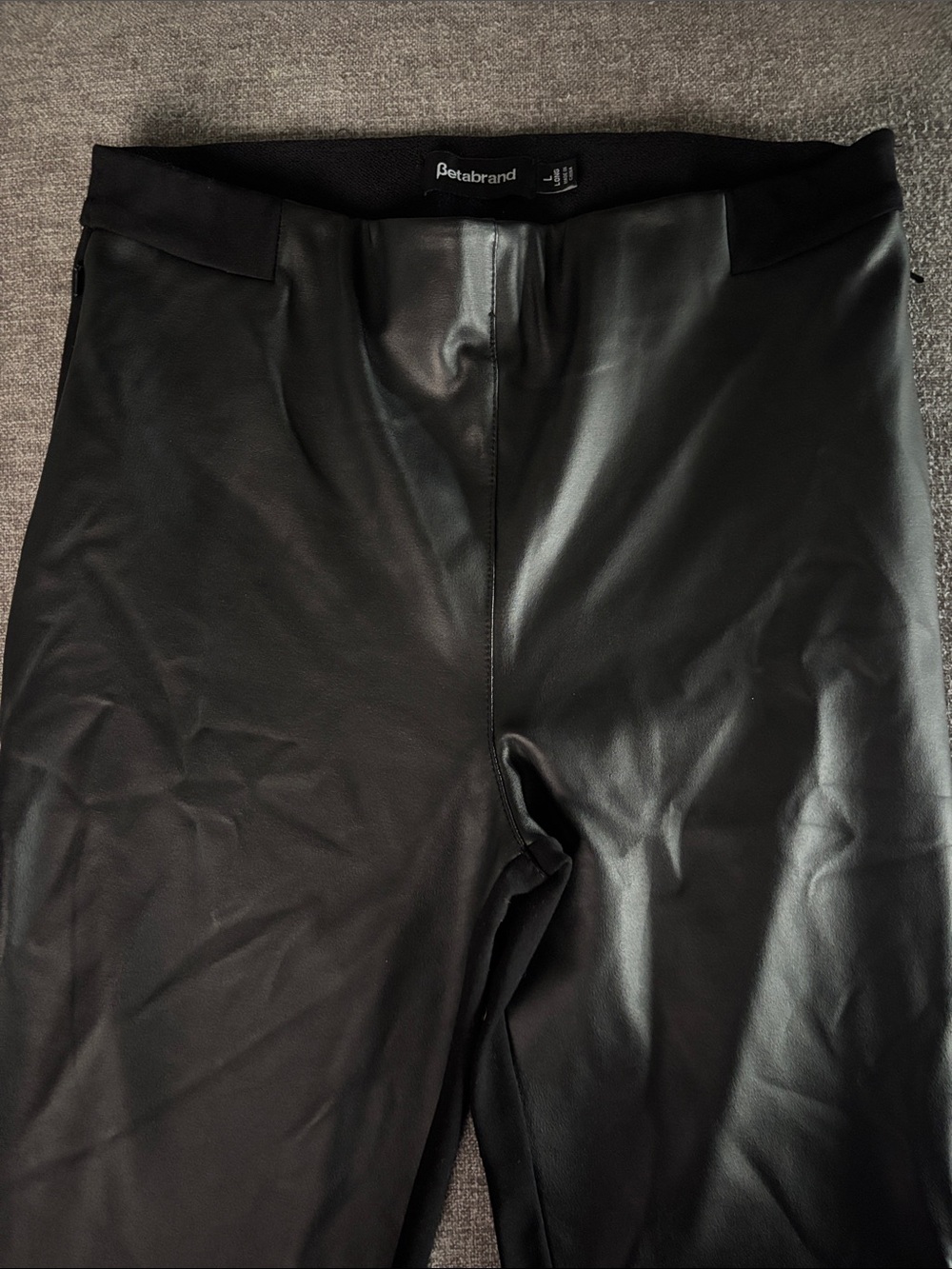 Betabrand Women’s Black Faux Leather Trousers